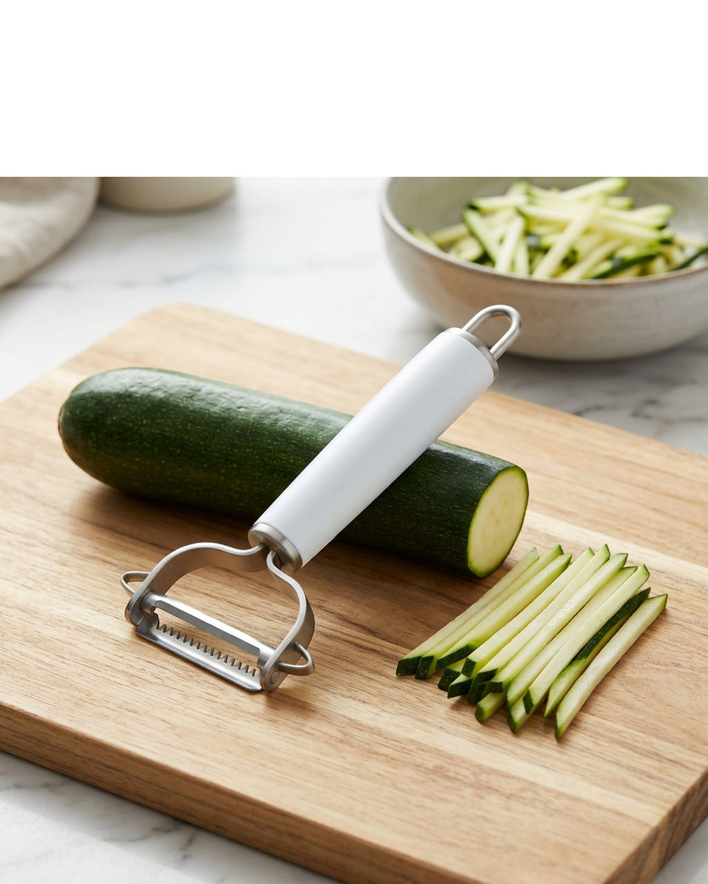 Zefo Stainless Steel Straight Peeler and Julienne Blade 19 cm - Lifestyle view